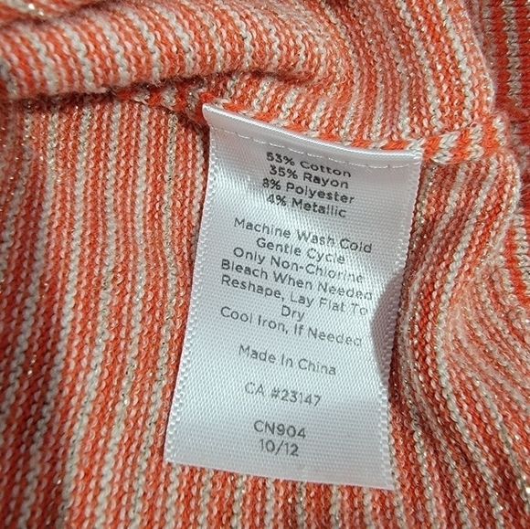 Talbots Orange Red Sparkly Stripes Button Front cardigan Size 2X - Picture 14 of 16